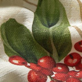 Dekostoff Jacquard Lurex Winterbeere – natur/gold, 