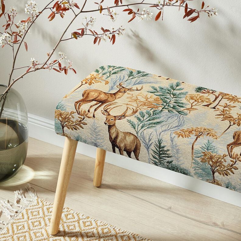 Dekostoff Gobelin herbstlicher Wald &ndash; hellbeige/gr&uuml;n,  image number 5