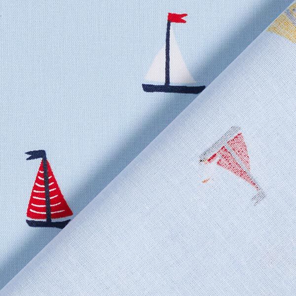 Baumwollpopeline Baumwollpopeline Segelboote und Möwen – himmelblau | Reststück 100cm