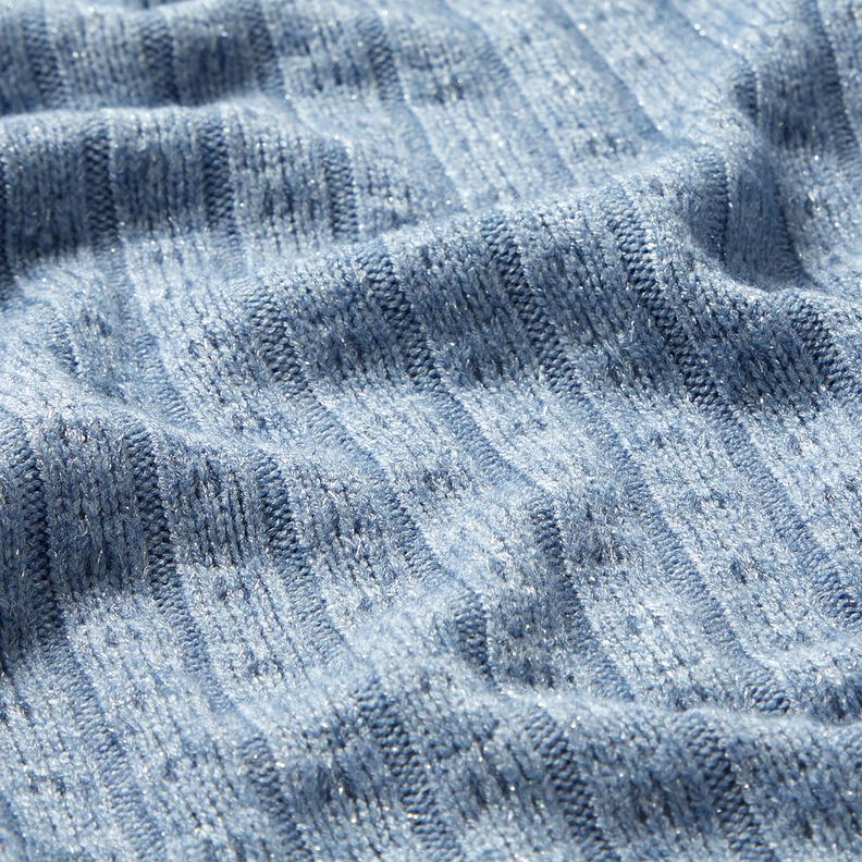 Strickstoff Ajour edle Glitzerstreifen – hellblau,  image number 2