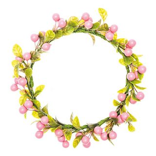 Deko Blumenkranz mit Beeren [Ø 12 cm/ 17 cm] – rosa/grün, 