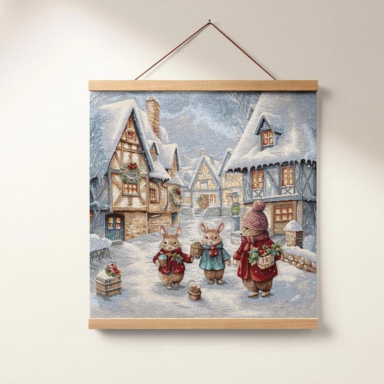 Dekopanel Gobelin Weihnachtshasen – hellblau/karminrot,  image number 6