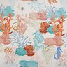 Dekostoff Halbpanama bunte Korallen – helltaupe/aquablau,  thumbnail number 1