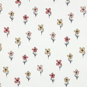 Waffeljersey Blumen | Poppy Fabrics – elfenbein/apricot, 