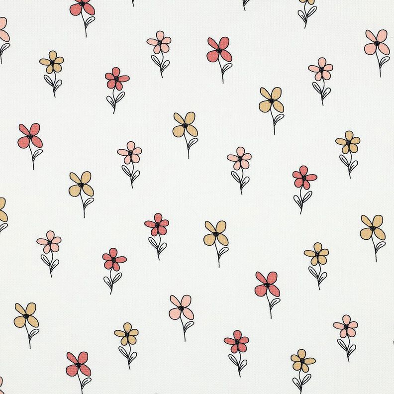 Waffeljersey Blumen | Poppy Fabrics – elfenbein/apricot, image number 1