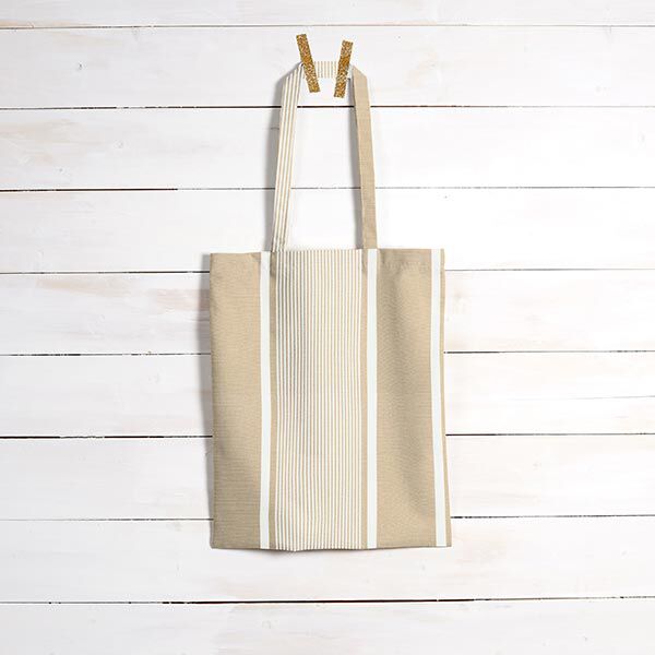 Outdoorstoff Canvas Streifenmix – beige/weiss, image number 8