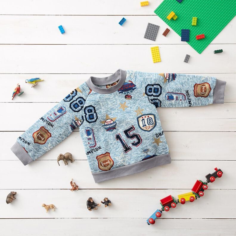 Alpenfleece Collagejacke – hellblau/grau, image number 5