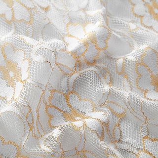 Spitze Blumenornamente – weiss/gold, 