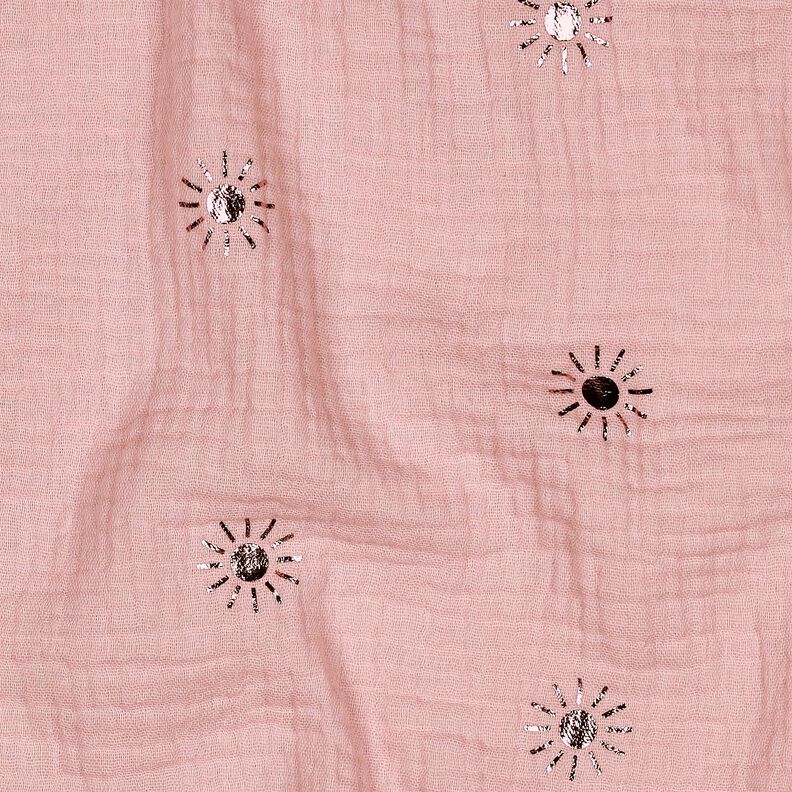 Musselin/ Doppel-Krinkel Gewebe Sonnen Foliendruck | Poppy Fabrics – hellaltrosa/pastellviolett,  image number 2
