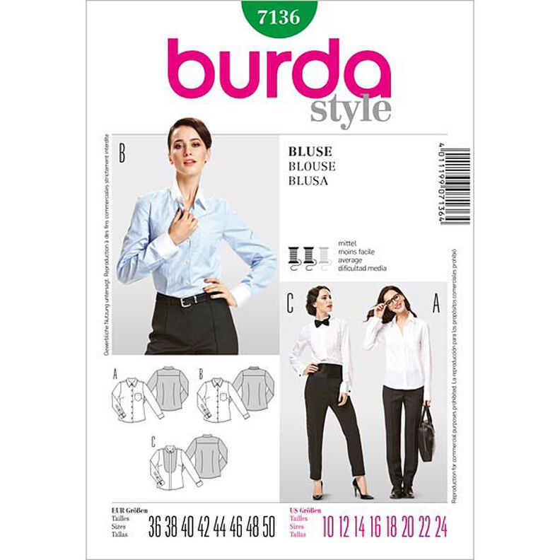 Bluse / Hemdbluse | Burda 7136 | 36-50, image number 1