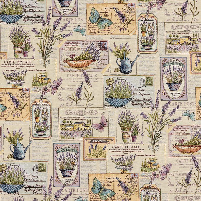 Dekostoff Gobelin Lavendel Collage – natur/flieder,  image number 1