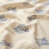 Musselin/ Doppel-Krinkel Gewebe gestickte Fische | Poppy Fabrics – wollweiss/königsblau,  thumbnail number 2