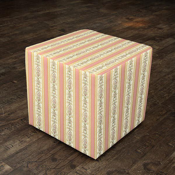 Möbelstoff Jacquard Biedermeier Streifen – creme/altrosa | Reststück 50cm
