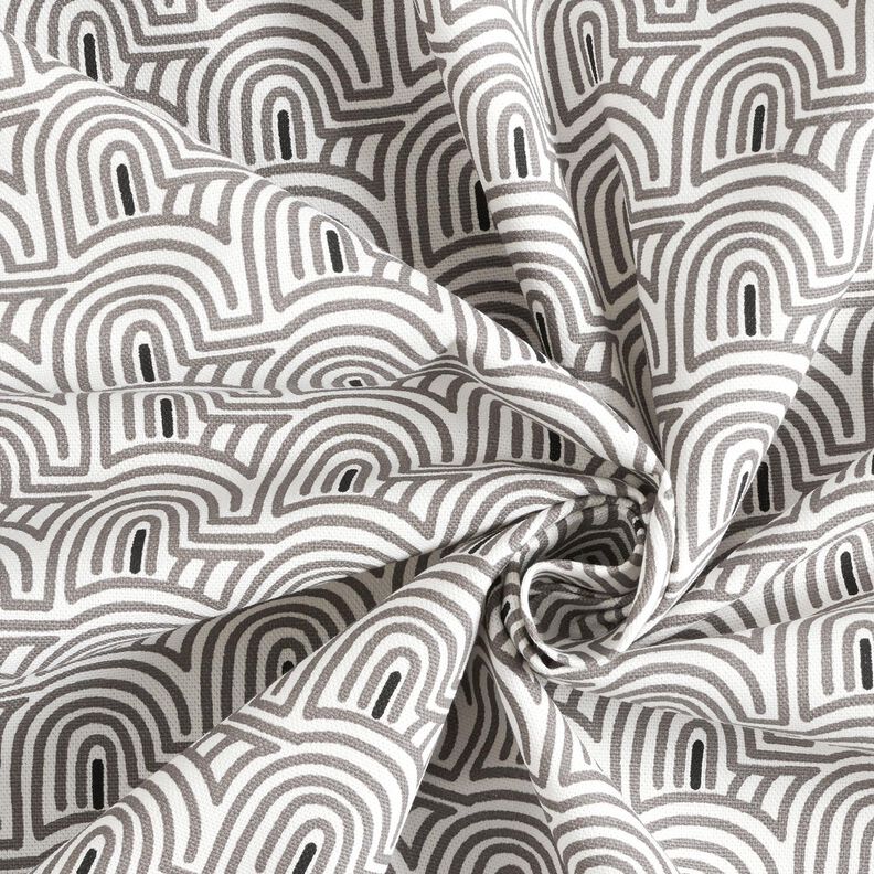 Dekostoff Halbpanama minimalistische Bögen – weiss/grau,  image number 3