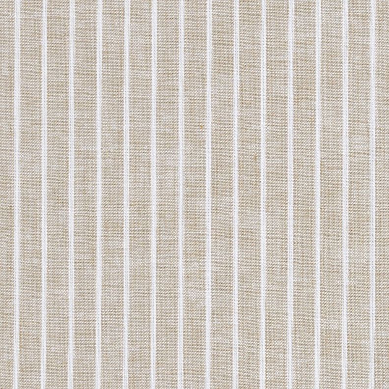 Leinen-Baumwoll-Mix breite Streifen – helltaupe/weiss, image number 1