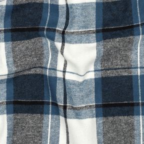 Baumwollflanell großes Karo – jeansblau/wollweiss, 