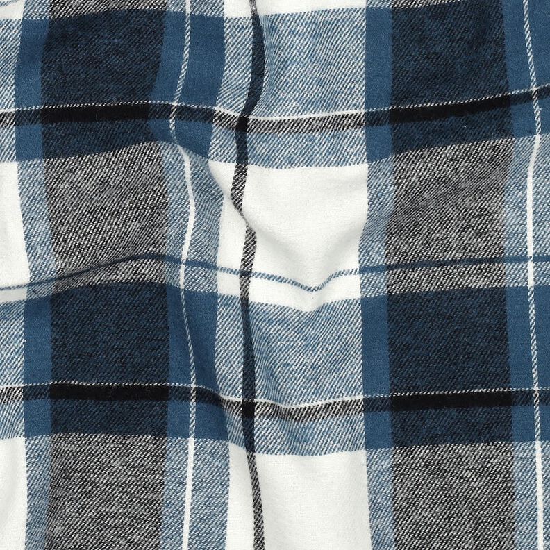 Baumwollflanell großes Karo – jeansblau/wollweiss, image number 2