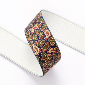 Gummiband Paisley [ 3,5 cm ] – marineblau/grün, 