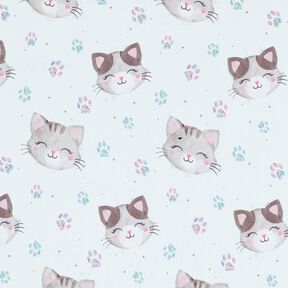Baumwolljersey süsse Katzen und Pfoten | Glitzerpüppi – weiss, 