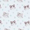 Baumwolljersey süsse Katzen und Pfoten | Glitzerpüppi – weiss,  thumbnail number 1