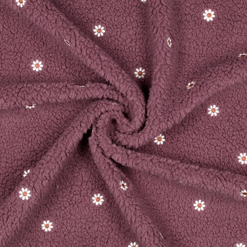 Teddyplüsch bestickte Blümchen | Poppy Fabrics – dunkelaltrosa, image number 3