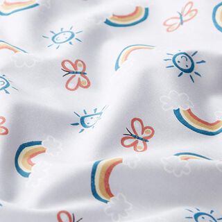 Baumwollstoff Cretonne Regenbogen Sonne – hellgrau, 