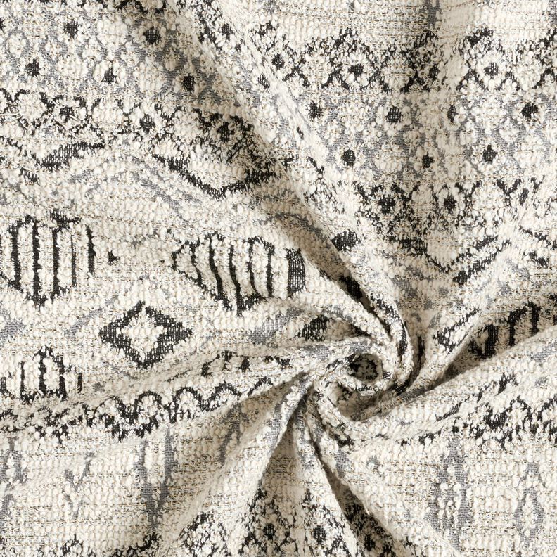 Strickbouclé Ikatmuster – grau/weiss,  image number 3