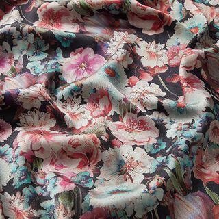 Futterstoff Aquarellblumen – nachtblau, 