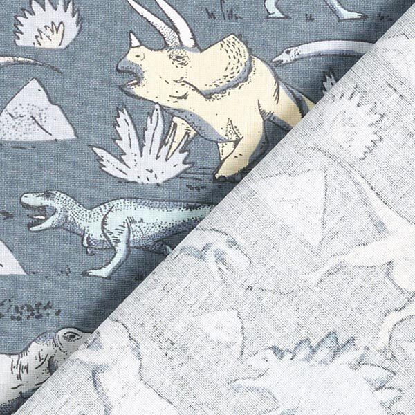 Cretonne Dinosaurier – blaugrau, image number 4