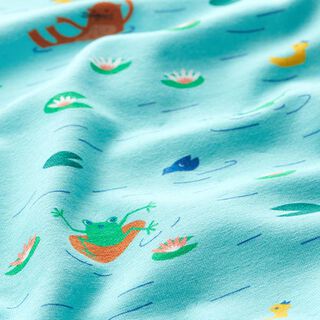 Baumwolljersey auf dem Teich | PETIT CITRON – aquablau, 
