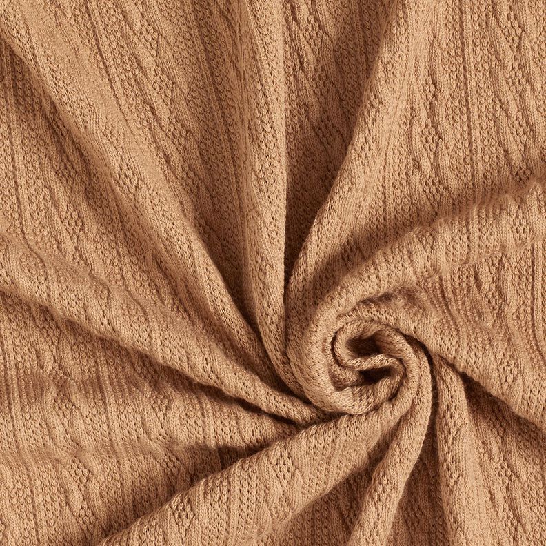 Strickstoff Zopfmuster – rehbraun, image number 3