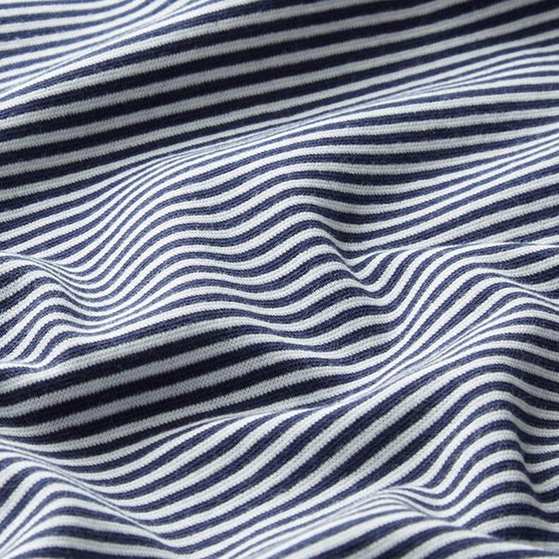 Bündchen Schlauchware schmale Ringel – marineblau/weiss,  image number 2