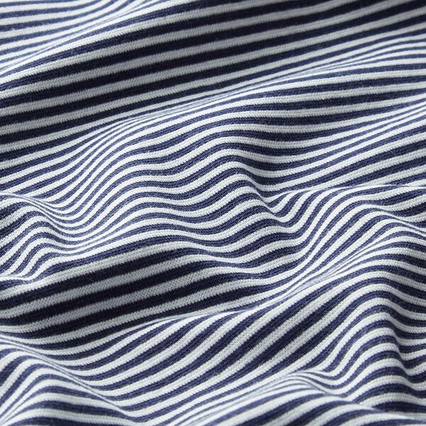 Bündchen Schlauchware schmale Ringel – marineblau/weiss,  image number 2