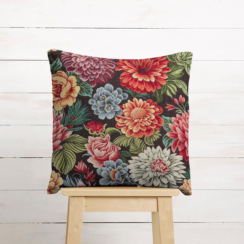 Dekostoff Gobelin große Blumen – schwarz/rot, image number 6