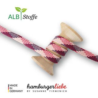 GOTS Bio Flechtkordel TWIST ME Plaid [24 mm] | Albstoffe – altrosa/signalrot, 