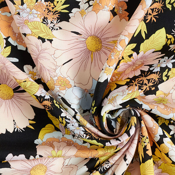 Viskosestoff Expressive Blumen – schwarz, image number 3
