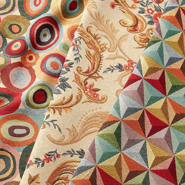 Dekostoff Gobelin Prisma – karminrot/hellblau