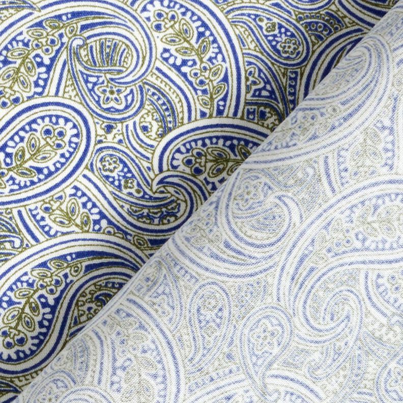 Hemdenstoff überlappendes Paisley – indigo/oliv | Reststück 60cm,  image number 4