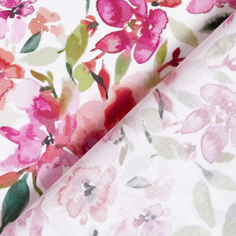 Viskosestoff Aquarell-Frühlingsblumen – weiss/pastellviolett, image number 4