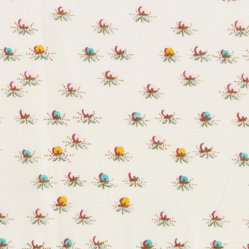 Glänzender Baumwollstoff Blümchen – wollweiss,  image number 1