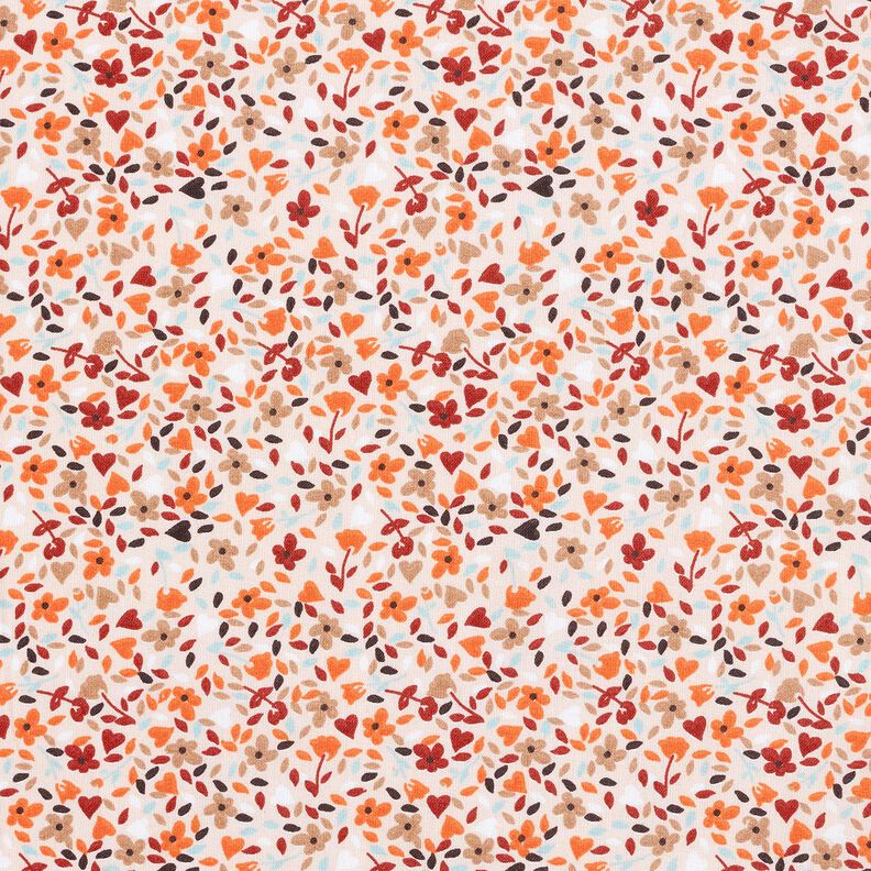 Baumwollstoff Cretonne verstreute Blüten – rosé/pfirsichorange,  image number 1