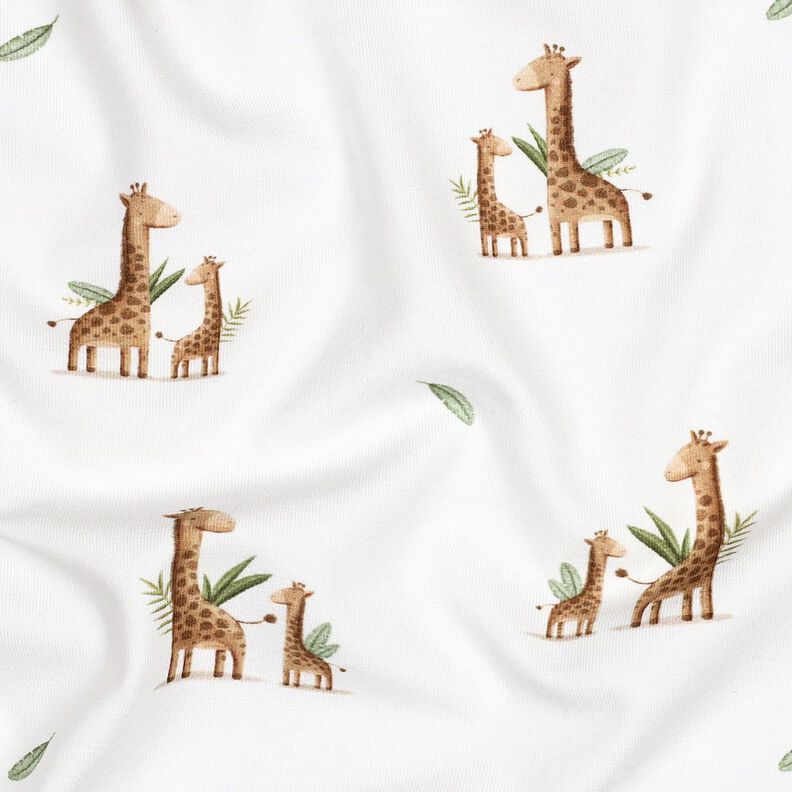 GOTS Baumwolljersey Giraffenfamilie Digitaldruck | Poppy Fabrics – weiss/hellbraun, image number 2