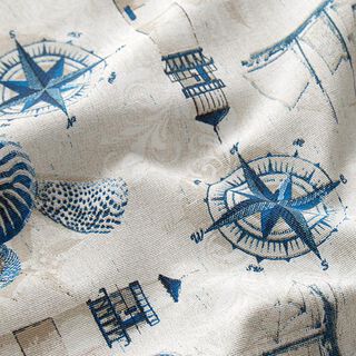 Dekostoff Canvas Strandmotive – natur/marineblau, 