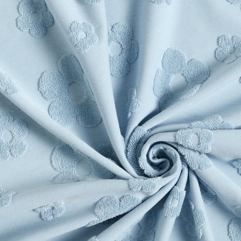 Frotteejersey Blumen – silberblau, image number 3