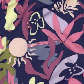 LENZING&trade; ECOVERO&trade; Viskosestoff Blumen &ndash; marineblau, 