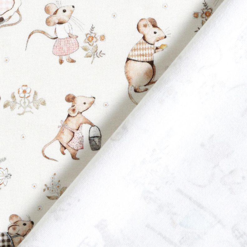 Baumwolljersey Mäusefamilie Digitaldruck – wollweiss,  image number 4