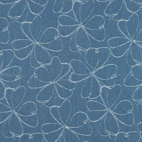 Jeans Jacquard Blumen | Poppy Fabrics – jeansblau, 