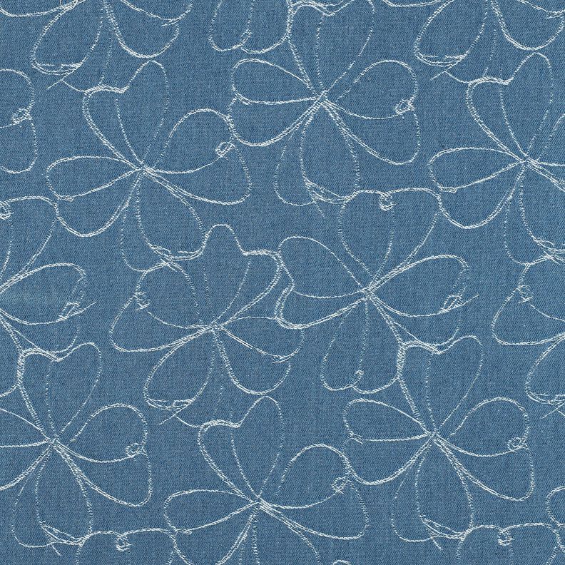 Jeans Jacquard Blumen | Poppy Fabrics – jeansblau,  image number 1