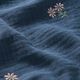 Musselin/ Doppel-Krinkel Gewebe aufgestickte Blümchen – jeansblau,  thumbnail number 2