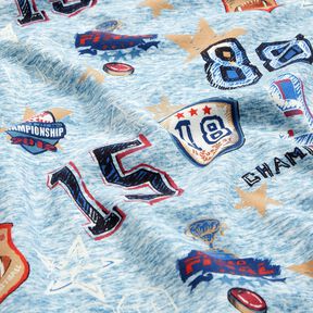 Alpenfleece Collagejacke – hellblau/grau, 